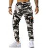 Pantalon Cargo Camouflage Applique Texte Imprimé - Gris S