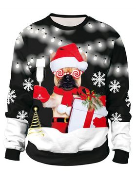 Christmas String Light Dog Elk Print Sweatshirt