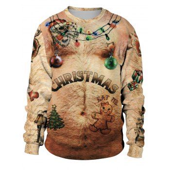 

Christmas Ball Naked Belly 3D Print Sweatshirt, Multicolor