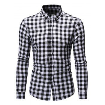 

Button Up Plaid Printed Casual Shirt, Black