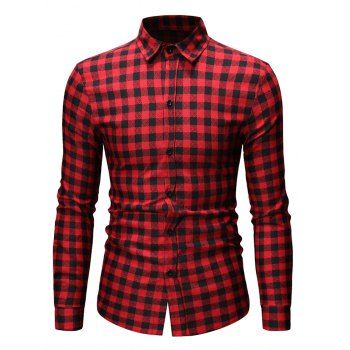 

Button Up Plaid Printed Casual Shirt, Red