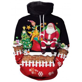 

Santa Claus Christmas Pattern Hoodie, Black
