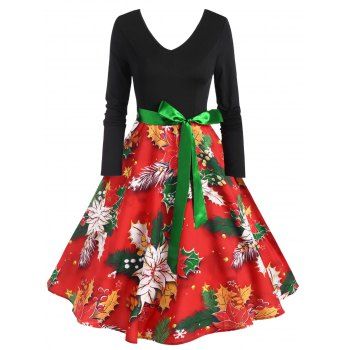 

Vintage Floral Print Belted Pin Up Dress, Red