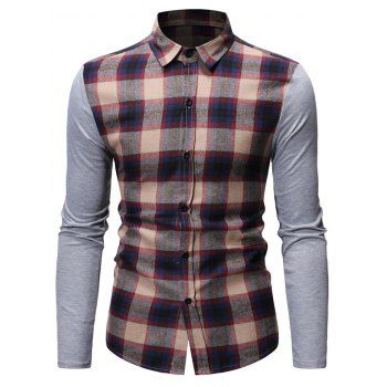 

Button Up Plaid Print Casual Shirt, Light khaki