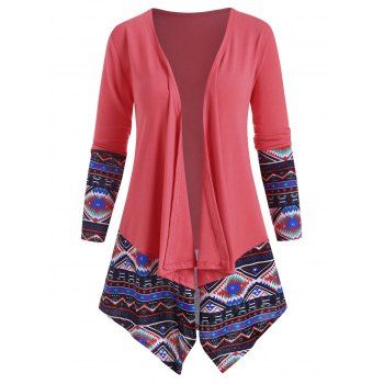 

Ethnic Printed Draped Front Jacket, Light pink