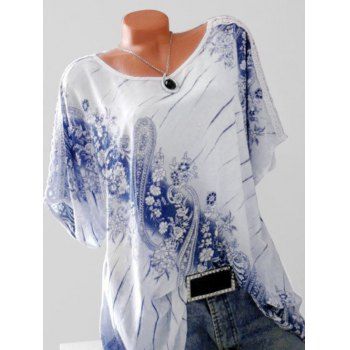 

Plus Size Paisley Print Tunic T Shirt, White
