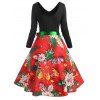 Vintage Floral Print Belted Pin Up Dress - RED XL