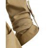 Hooded Roll Tab Sleeve Pocket Jacket - LIGHT COFFEE L