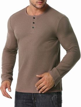 Long Sleeve Ribbed Henley T-shirt