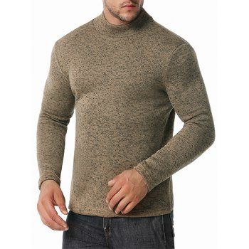 

Mock Neck Long Sleeve Fleece T-shirt, Coffee