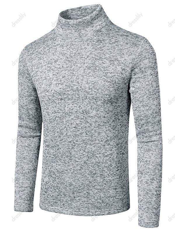 Download 33% OFF 2021 Mock Neck Long Sleeve Fleece T-shirt In LIGHT GRAY | DressLily