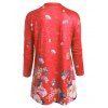 Plus Size Floral Print V Neck T Shirt - RED XL