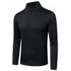 Mock Neck Long Sleeve Fleece T-shirt - DARK GRAY M