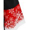 Christmas Lace Up Snowflake Print Cold Shoulder Faux Fur Dress - RED 2XL