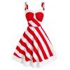 Robe de Noël Panneau Rayé en Fausse Fourrure - Rouge XL