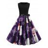 Robe de Noël à Imprimé Flocon de Neige et Chapeau - Iris Pourpre 2XL