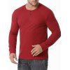 Long Sleeve Ribbed Henley T-shirt - RED WINE XXL