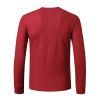 Long Sleeve Ribbed Henley T-shirt - RED WINE XXL
