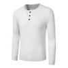 Long Sleeve Ribbed Henley T-shirt - WHITE XXL