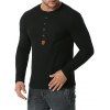 Jacquard Button Round Collar Long Sleeve T-shirt - RED WINE S