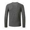 Jacquard Button Round Collar Long Sleeve T-shirt - DARK GRAY XXL
