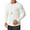 Jacquard Button Round Collar Long Sleeve T-shirt - WHITE XXL