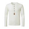 Jacquard Button Round Collar Long Sleeve T-shirt - WHITE XXL
