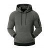 Sweat à Capuche à Carreaux à Manches Raglan - Gris Foncé XXL