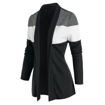 

Contrast Open Front Cardigan, Black
