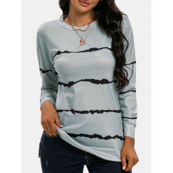 

Striped Drop Shoulder Slit T Shirt, Dark gray
