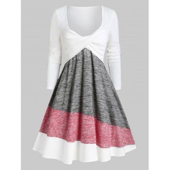 

Twisted Colorblock Plunging Tee Dress, Multicolor