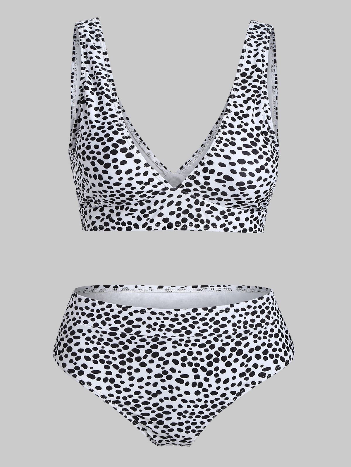 Dalmatian Print Padded Bikini Set - WHITE L