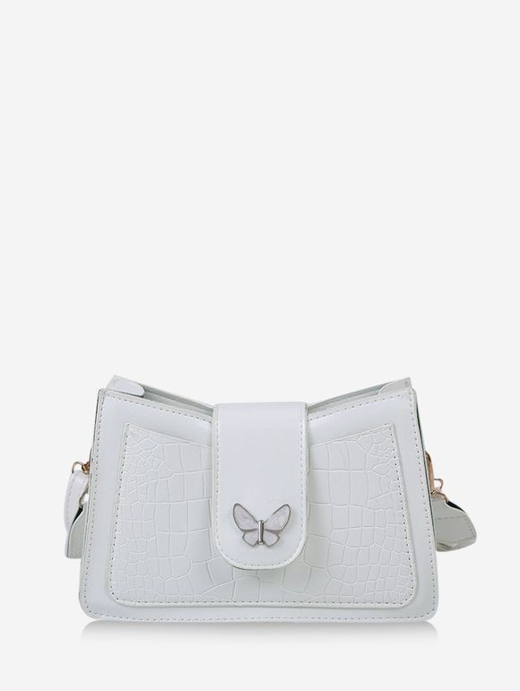 Sac à Bandoulière Texturé Motif de Papillon en Couleur Unie - Blanc Lait 