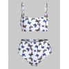 Ensemble de Bikini Matelassé à Imprimé Papillon à Bretelle Fine - Blanc XL