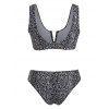 Ensemble de Bikini Matelassé à Imprimé Dalmatien à Armature en V - Noir S