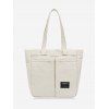 Sac Fourre-tout Lettre Label avec Poches en Canevas - Blanc Lait 