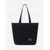 Sac Fourre-tout Lettre Label avec Poches en Canevas - Noir 