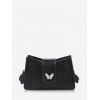 Sac à Bandoulière Texturé Motif de Papillon en Couleur Unie - Noir 