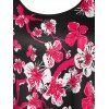 Plus Size Peach Blossom Print Asymmetric T Shirt - BLACK 4X
