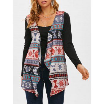 

Tribal Waterfall Collar Open Front Cardigan, Multicolor