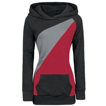 

Plus Size Colorblock Kangaroo Pocket Hoodie, Multicolor