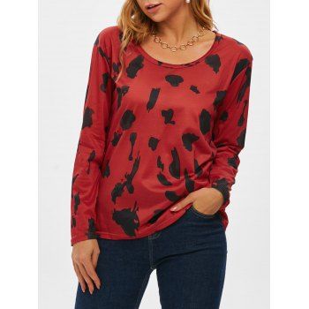 

Abstract Print Long Sleeve Top, Deep red