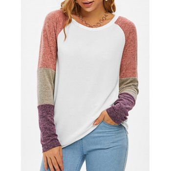 

Color Blocking Jersey Knit Raglan Sleeve Tunic T-shirt, White