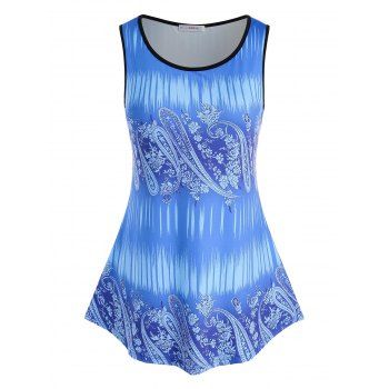

Plus Size Floral Paisley Print Tank Top, Blue