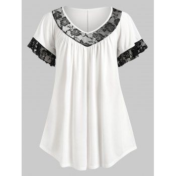 

Plus Size Lace Insert Swing T Shirt, White