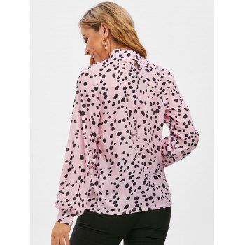Stand Collar Leopard Pattern Blouse