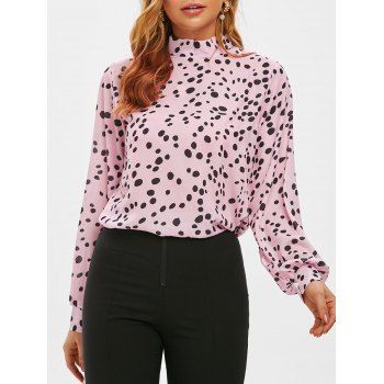 

Stand Collar Leopard Pattern Blouse, Sakura pink