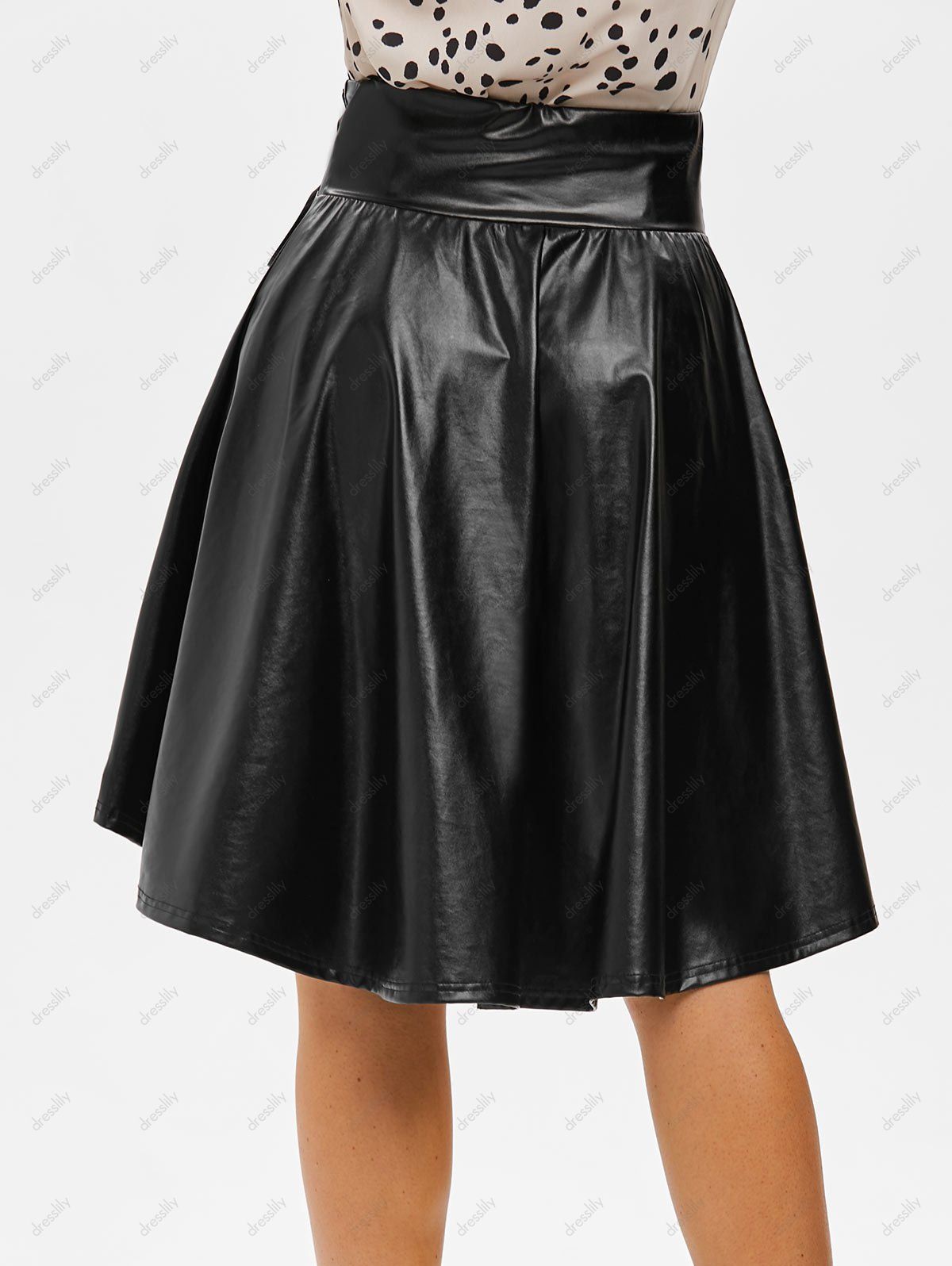 [33 OFF] 2020 Punk Grommets Lace Up High Low Faux Leather Skirt In