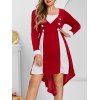 Robe de Noël de Grande Taille à Manches Longues en Velours - Rouge 4X
