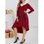 Plus Size Lace-up Dip Hem Faux Fur Panel Casual Dress - RED WINE 4X